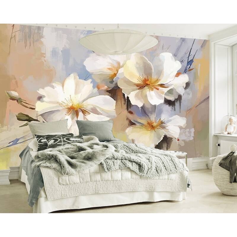 GK Wall Design Floral White Blossom Removable Wallpaper