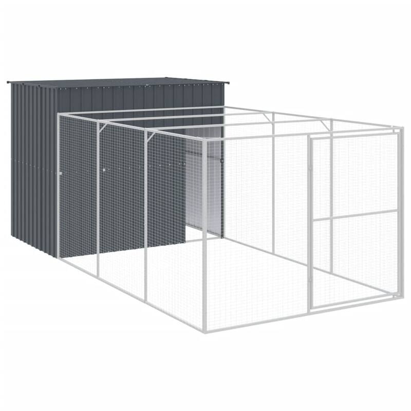 vidaXL Dog House with Run Light Gray/Anthracite multisize Galvanized Steel