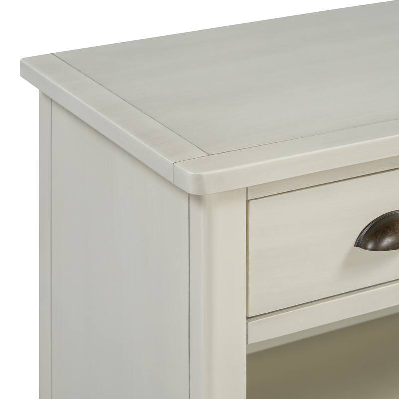 Console Table with 3 Storage Drawers, Entryway Table with 3 Water Hyacinth Woven Baskets, Sofa Table with Wooden Top