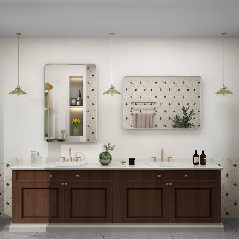 Modern Metal Frame Wall Mounted Bathroom Vanity Mirror