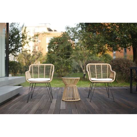 3 Piece Patio Outdoor Wicker Chairs Set