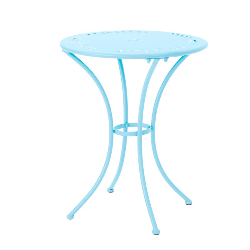 Roomfitters 3-Piece Outdoor Bistro Set Metal Patio Dining Furniture with Round Table and 2 Chairs, Light Blue