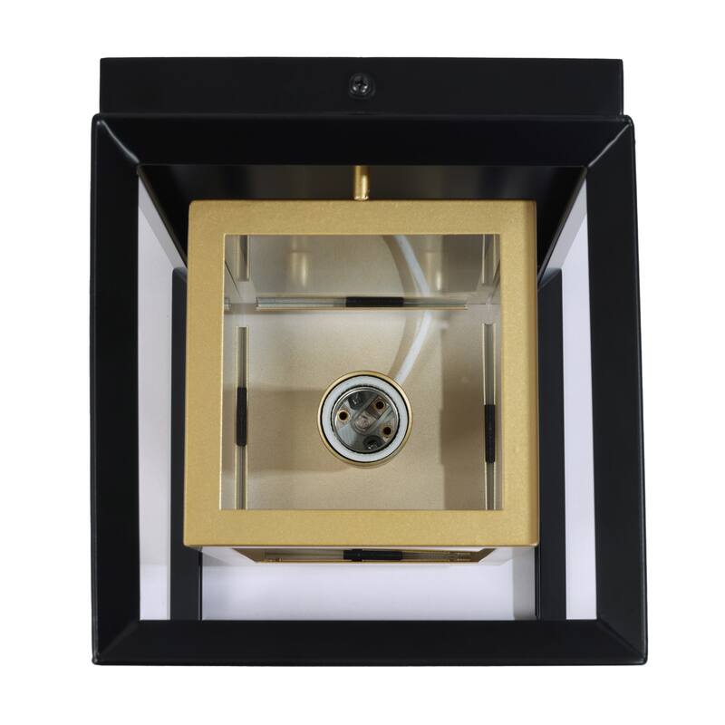 1-Light Black Gold Two-tone Metal Outdoor Wall Sconce