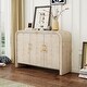 preview thumbnail 3 of 8, Retro Minimalist Curved Sideboard with Gold Handles and Adjustable Dividers (Natural Wood Wash)