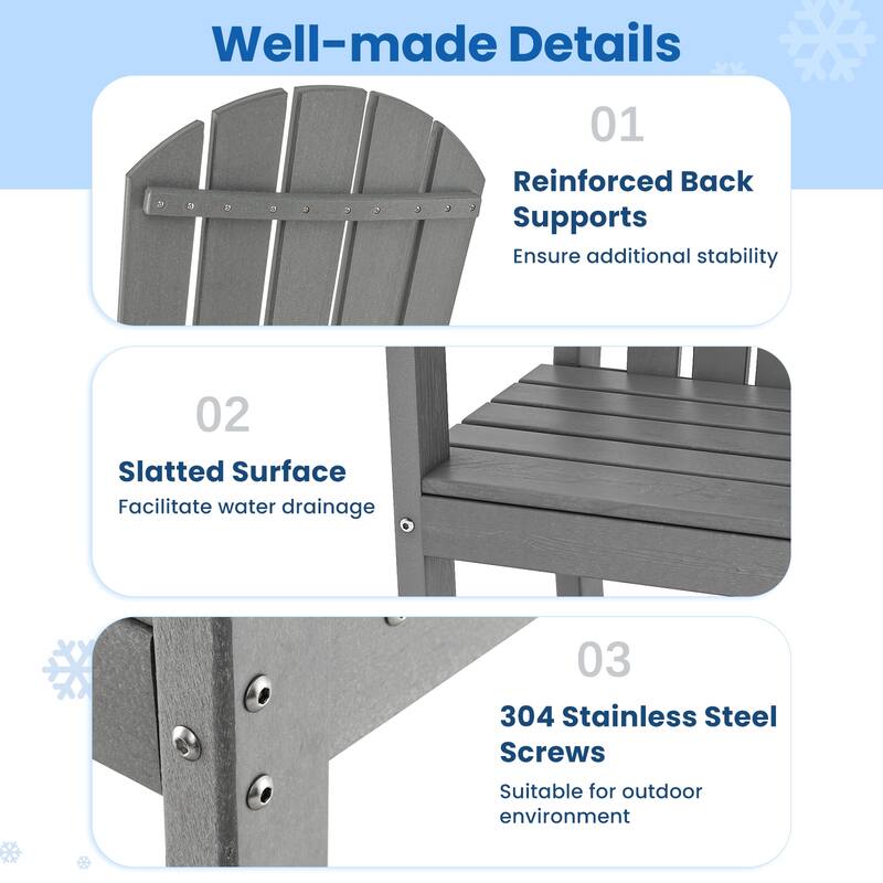 Gymax Set of 2 Patio HDPE Bar Height Stool All Weather Chair Armrest
