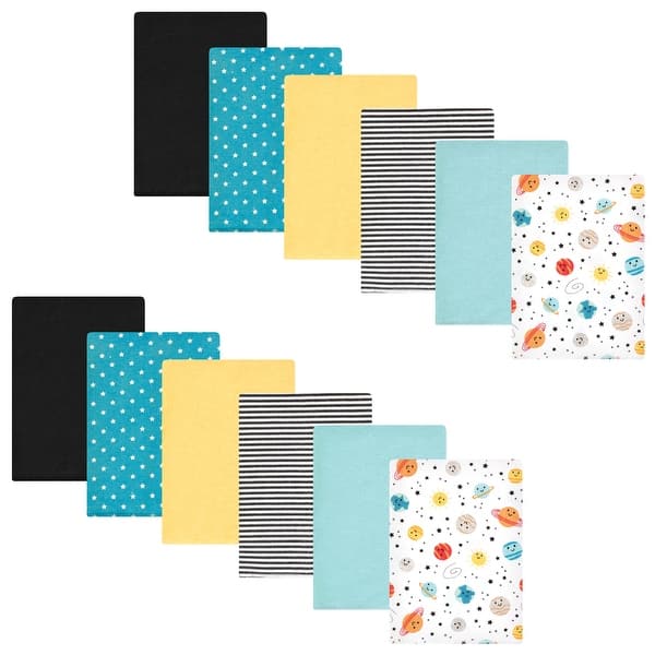 slide 1 of 1, Hudson Baby Infant Boy Cotton Flannel Burp Cloths Bundle, Happy Planets, One Size - Happy Planets - One Size One Size - Happy Planets