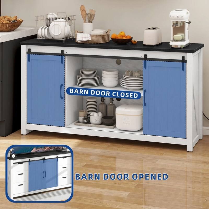 TV Stand w/ USB Power Outlet & 6 Drawers for 65/60/55/50 Inch TV - 58 inches