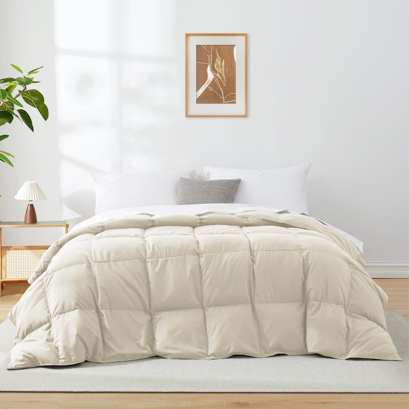 Premium White Feather Down Comforter Duvet Insert All Warmth Levels - Twin - Lightweight Cream