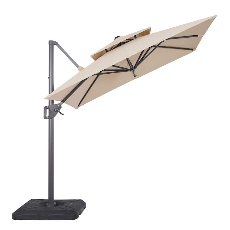Furniture of America Aires 10-foot Steel Square Cantilever Offset Tilt Roma Umbrella