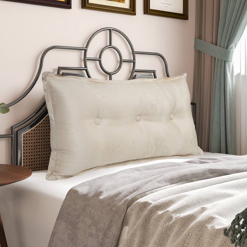 WOWMAX Headboard Pillow Bed Rest Body Pillow Back Support Reading - Twin - Beige Polyester