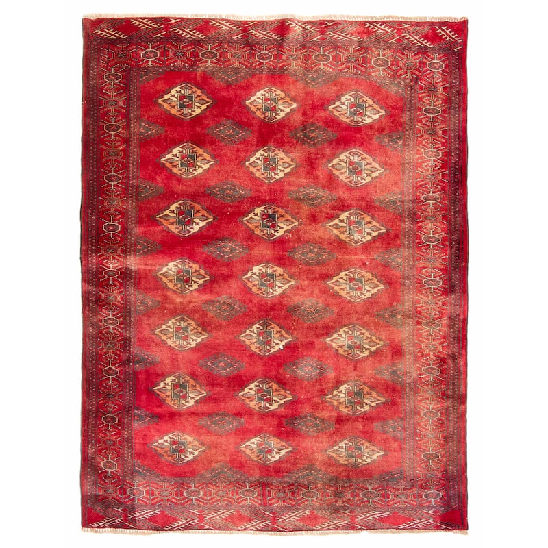 ECARPETGALLERY Hand-knotted Baluch Red Wool Rug - 4'7 x 5'10 - Red - 4'7 x 5'10