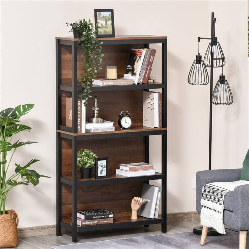 31.5" Wide Black-Brown Multi-Shelf Storage Organizer for Living Room Bedroom or Kitchen - 31.5" W x 11.75" D x 59.75" H