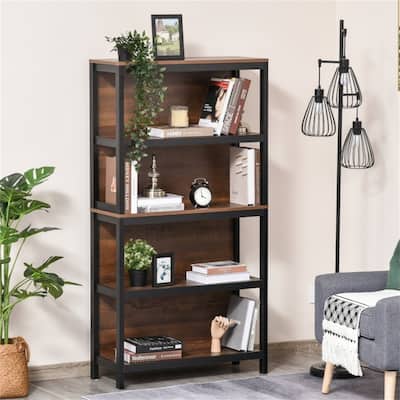 31.5" Wide Black-Brown Multi-Shelf Storage Organizer for Living Room Bedroom or Kitchen - 31.5" W x 11.75" D x 59.75" H
