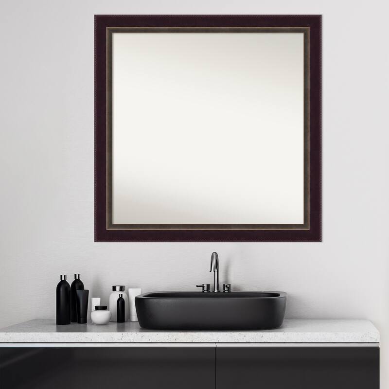 Non-Beveled Wood Bathroom Wall Mirror - Signore Bronze Frame - 30 x 30 in - Signore Bronze