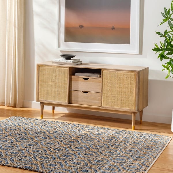 slide 2 of 26, Livabliss Jean Recycled Cotton & Jute Casual Area Rug Blue/Natural - Rectangle - 2' 3" x 3' 9"