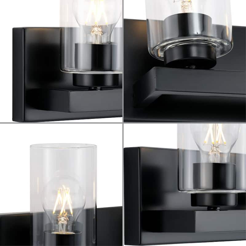 Goodwin Collection Two-Light Matte Black Modern Vanity Light with Clear Glass - Medium