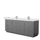 preview thumbnail 101 of 114, Miranda Double Vanity Set, Cultured Marble Top, No Mirror 84-Inch Double - Dark Gray, Nickel Trim, White Cultured Marble Top