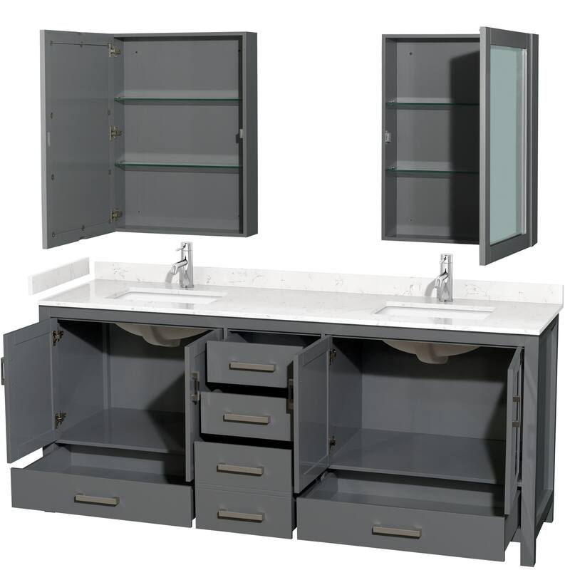 Wyndham Collection Sheffield 80" Double Bathroom Vanity, Carrara