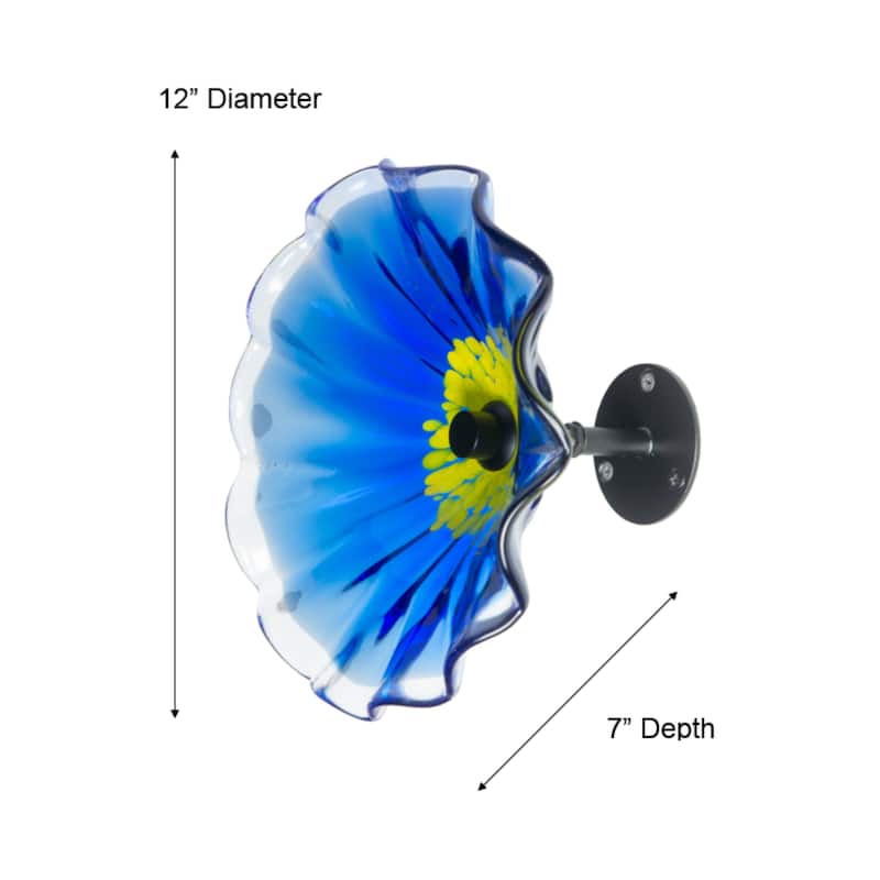 12IN Diameter Blue Fiore Bloom Art Glass Wall Décor