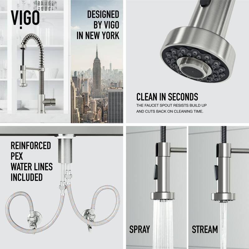 VIGO Edison 19" H Single Handle Pull-Down Sprayer Kitchen Faucet