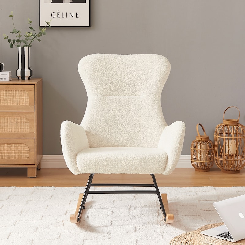 Teddy Rocking Chair With Metal Frame - White