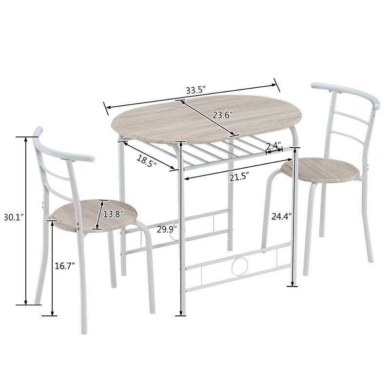 Lacquer Couples Bending Back Breakfast Table Dining Set White (Set of 3)