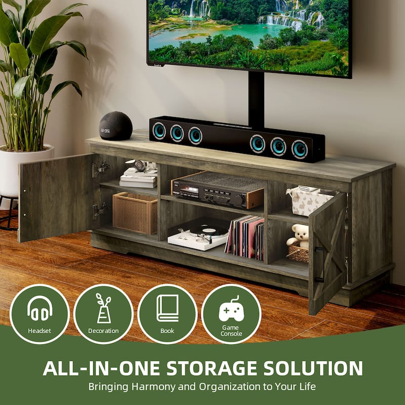 Moasis Farmhouse TV Stand Media Consolewith Adjustable Mount for TVs up to 70"