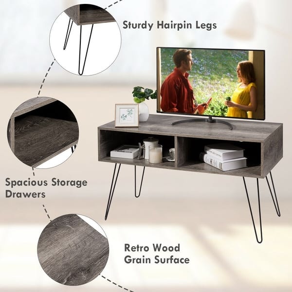Shop 42 Tv Stand Wood Media Console With Metal Hairpin Legs
