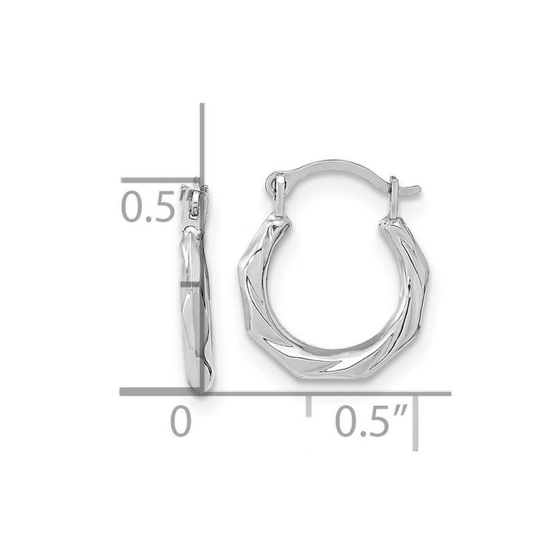 Curata 14k White Gold Small Polished Twist Hoop Earrings 12.99x1.5mm