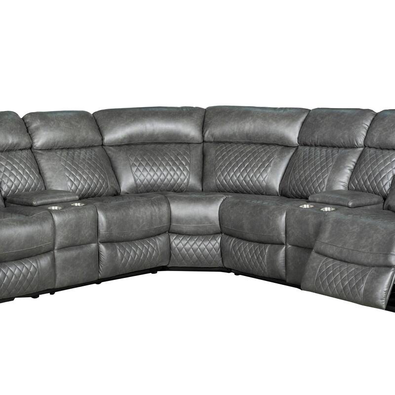 Infinity 3 Piece Transitional Faux Curved Living Room Reclining Sectional
