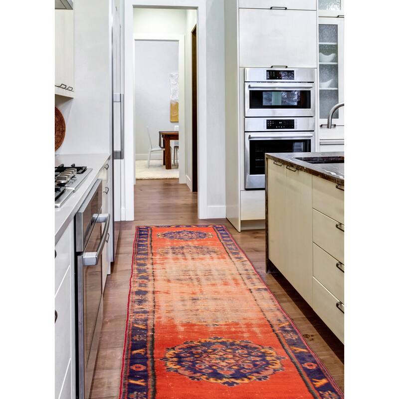 ECARPETGALLERY Hand-knotted Melis Vintage Copper Wool Rug - 2'8 x 10'11