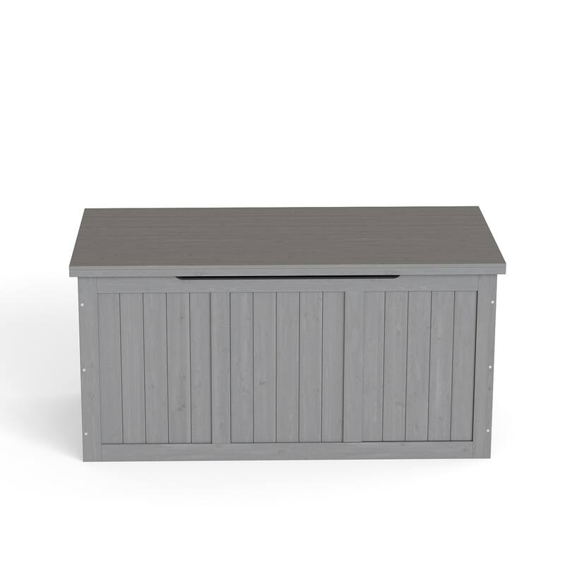 67 Gallon Wooden Deck Box Solid Wood Storage Box Seat & Table Top for Patio Furniture Cushions, Pool Toys & Garden Tools