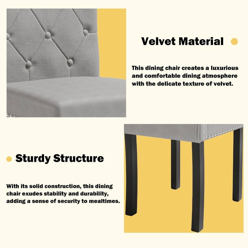 High-Back Tufted Nailhead Upholstered Dining Chairs (Set of 4)