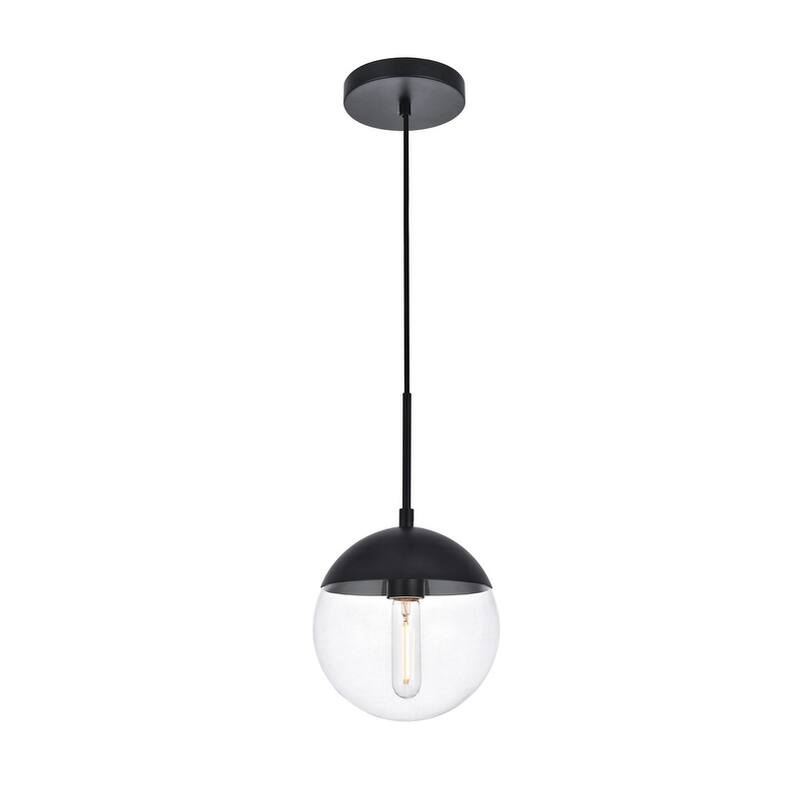 1-light Mid-century Adjustable Pendant with 8-inch Glass Orb Shade