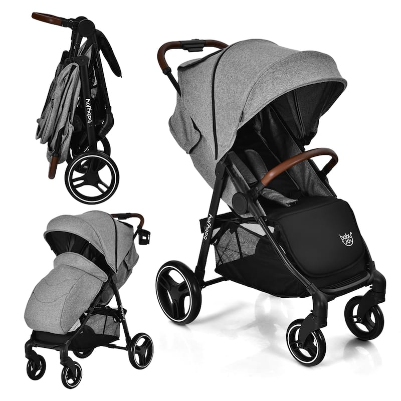 Costway High Landscape Baby Stroller Pushchair w/ Footmuff & - See Details - Grey