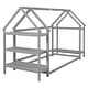 preview thumbnail 17 of 39, Kids bedroom set Twin size wood house bed with storage shelf and hanger
