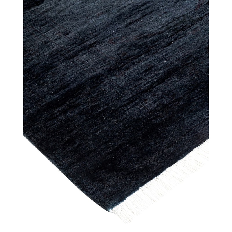 Overton Hand Knotted Wool Vintage Inspired Modern Contemporary Overdyed Black Area Rug - 4' 2" x 6' 4"