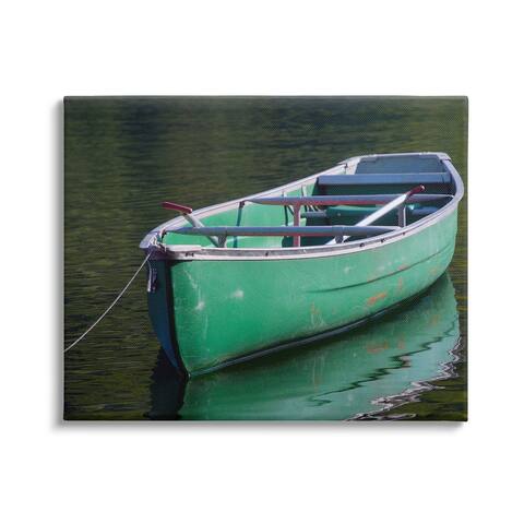 Stupell Industries Green Rowboat Canoe Floating Lake Dock Photography Canvas Wall Art, Design by Daphne Polselli