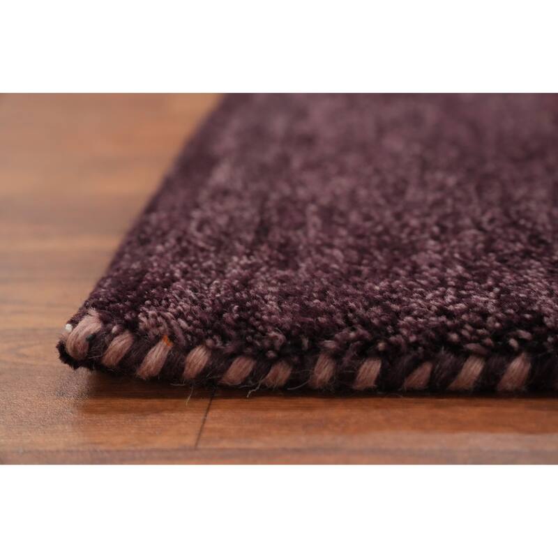 Hand Knotted Oriental 100% Wool Carpet Modern Stripe Purples Gabbeh Area Rug - 7' 9'' X 5' 7''