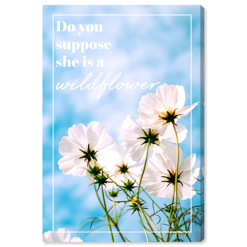 Wynwood Studio Prints Typography and Quotes She is a Wildflower Blue and Celeste Wall Art Canvas Print