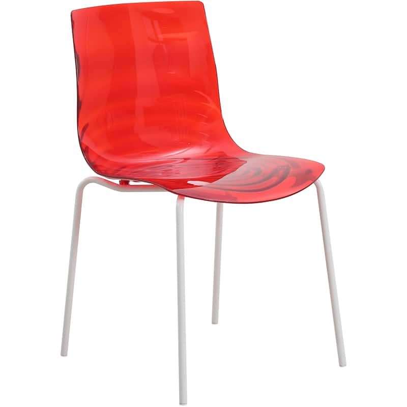 ABS Plastic Dining Chair with Stainless Steel Base Astor Series - Transparent Red