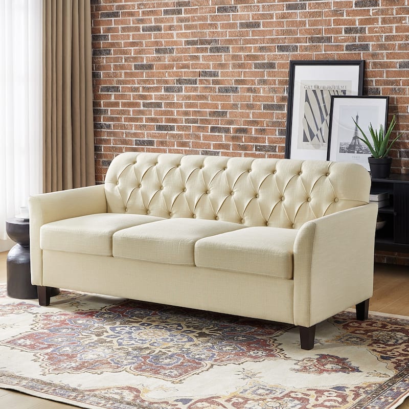 Evaristo Transitional 72.5"Wide Flared Arm Sofa with Removable Seat Cushion by HULALA HOME