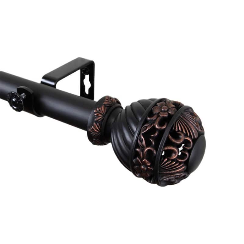 Decorative Curtain Rod - HomeStock Black Window Rod with Brackets & Hardware - 65 Inch Length - 240