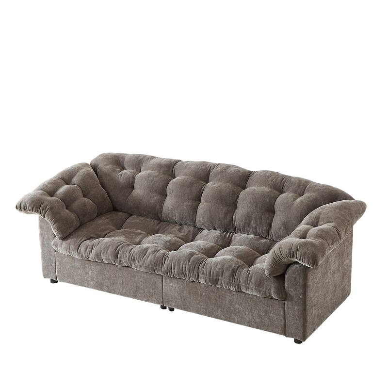 99.2" Fabric Modern Classic 3-Seater Sofa, Solid Wood Frame & Plush Cloud Cushioning
