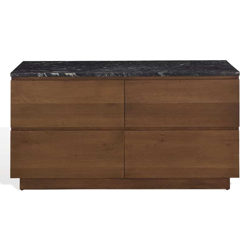 SAFAVIEH Couture Lilybelle Marble Top 4-Drawer Dresser - Walnut/Black