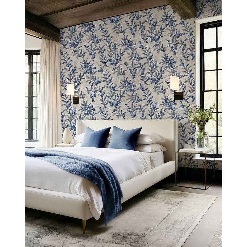 Belgravia Decor Olivia Blue Floral Wallpaper