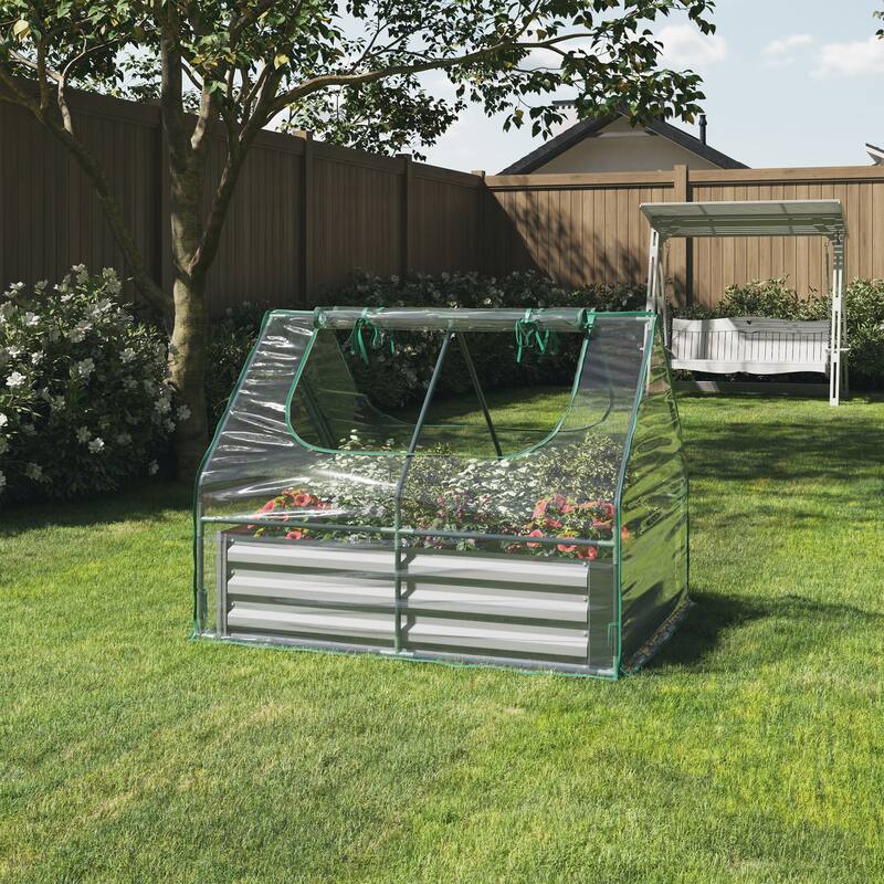 Raised Garden Bed with Removable Green House - 4ft x 3ft by Home-Complete