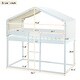 preview thumbnail 13 of 34, Twin Over Twin House Bunk Bed with Tent, Solid Wood Double Bedframe