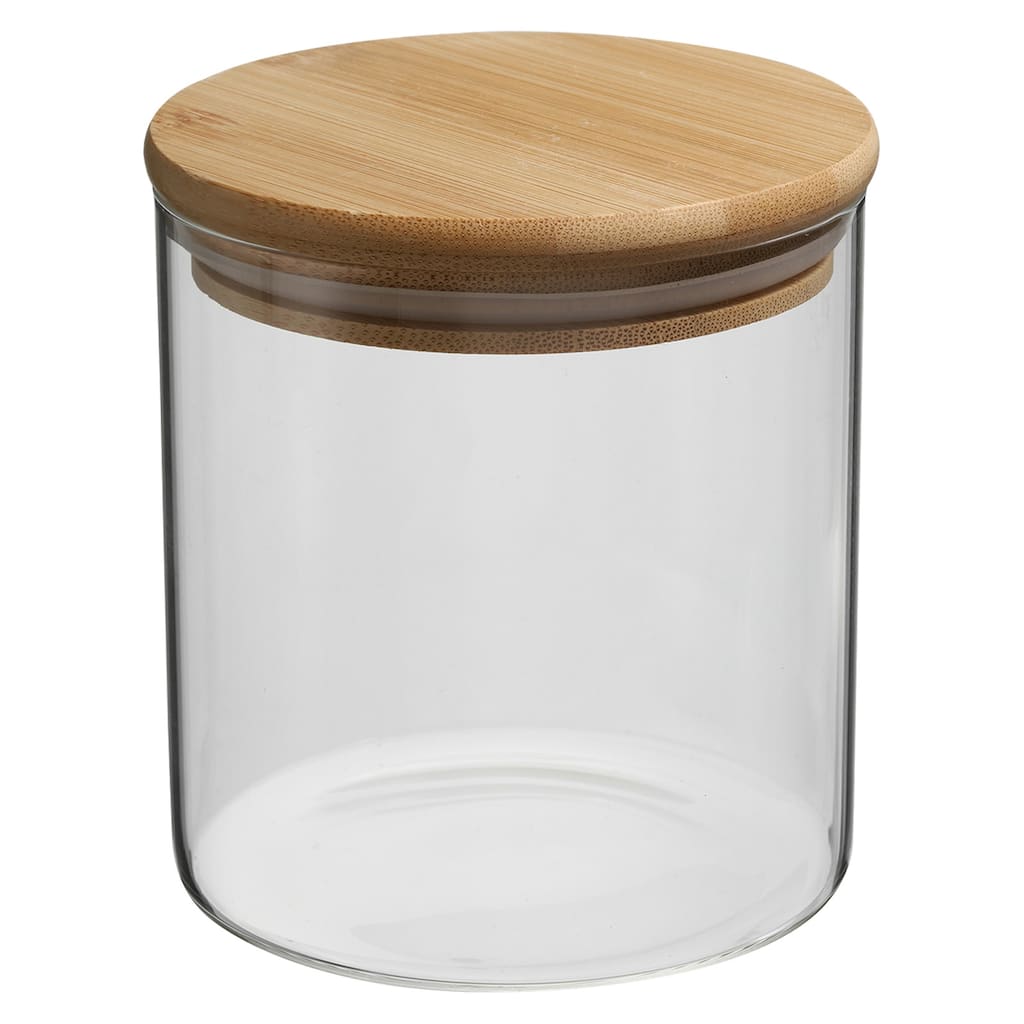 27oz Glass Jar with Airtight Bamboo Lid Glass Kitchen Container (12x10cm) - Transparent