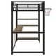 preview thumbnail 9 of 10, Industrial-Style Loft Bed with Basketball hoop, Twin Size Metal Loft Bed Frame with Built-in Desk and Shelf for Kids Boys Girls